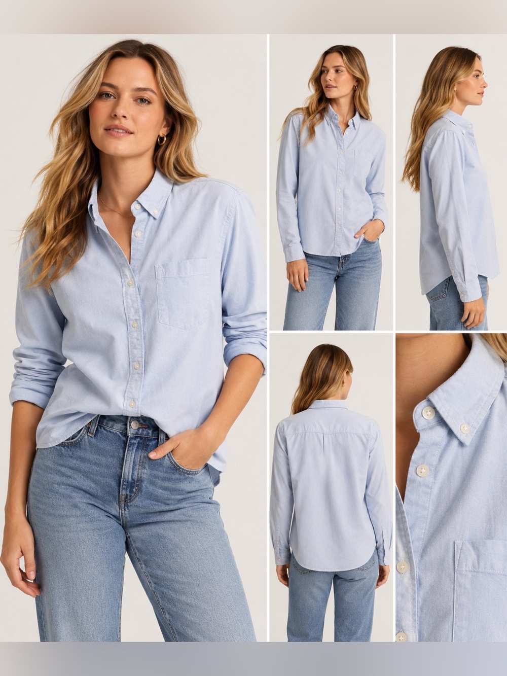 Abercrombie & Fitch Women’s Oxford Button Down Shirt Blue Size L NWOT
